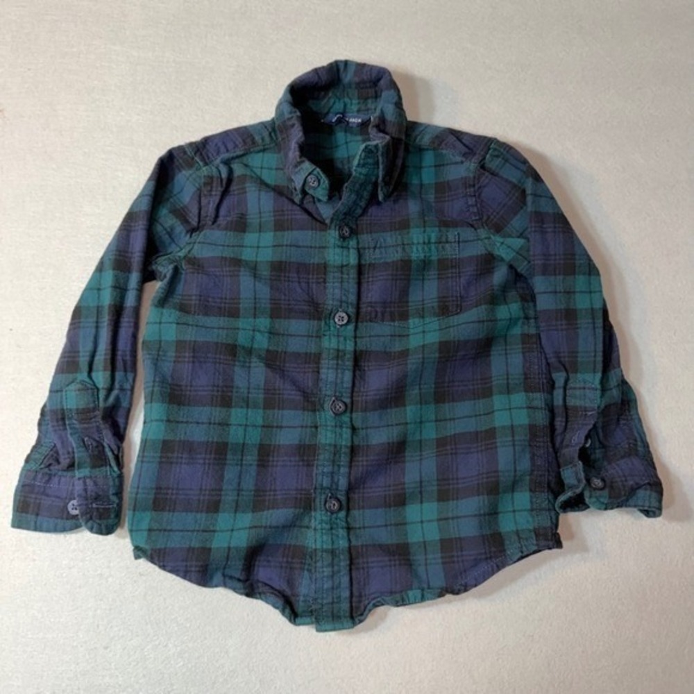 Jamie and Jack Toddler Plaid Button Down Shirt 2T Green Blue
